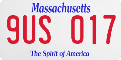 MA license plate 9US017