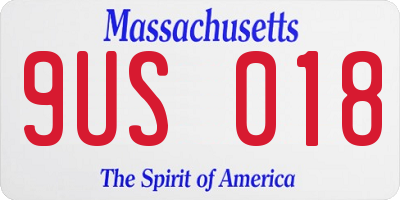 MA license plate 9US018