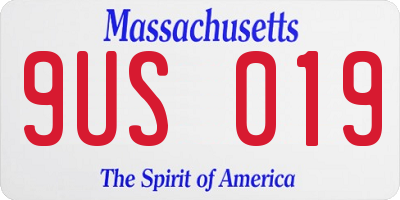 MA license plate 9US019