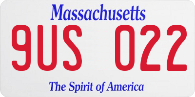 MA license plate 9US022