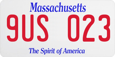 MA license plate 9US023