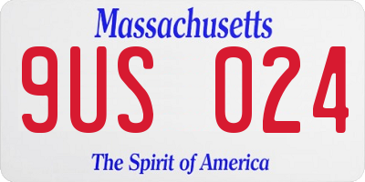 MA license plate 9US024