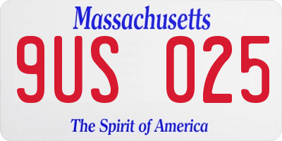 MA license plate 9US025