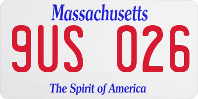MA license plate 9US026