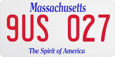 MA license plate 9US027