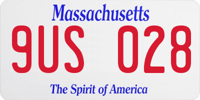 MA license plate 9US028