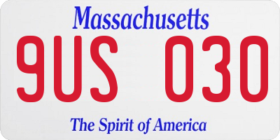 MA license plate 9US030