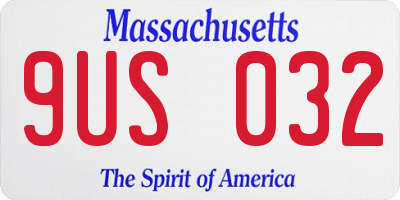 MA license plate 9US032