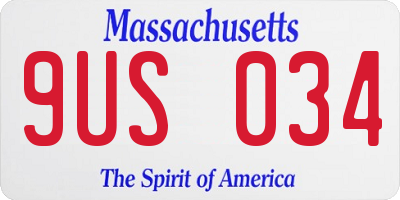 MA license plate 9US034