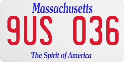 MA license plate 9US036