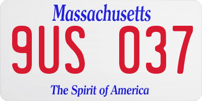 MA license plate 9US037