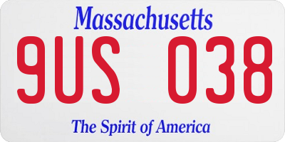 MA license plate 9US038