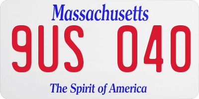 MA license plate 9US040