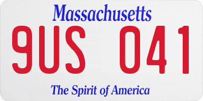 MA license plate 9US041