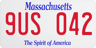 MA license plate 9US042