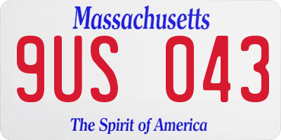 MA license plate 9US043