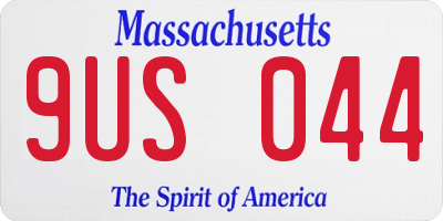 MA license plate 9US044