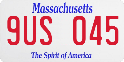MA license plate 9US045