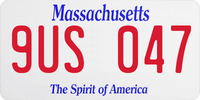 MA license plate 9US047