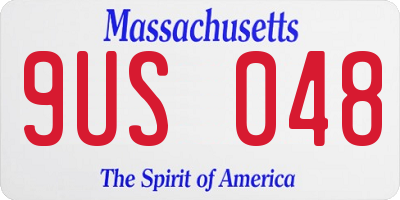 MA license plate 9US048