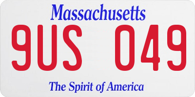 MA license plate 9US049