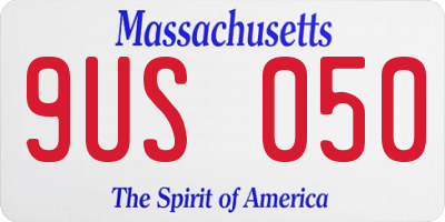 MA license plate 9US050