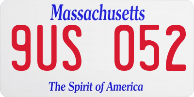 MA license plate 9US052