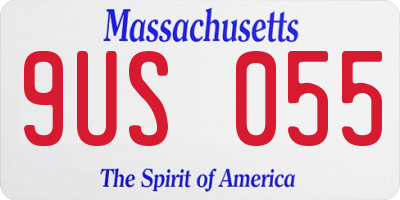 MA license plate 9US055