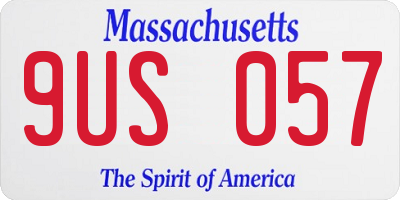 MA license plate 9US057