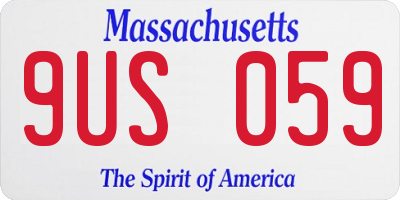 MA license plate 9US059