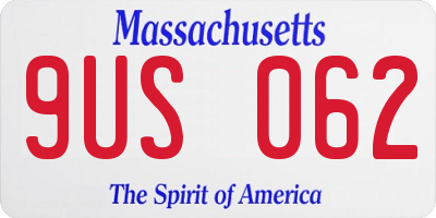 MA license plate 9US062