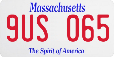 MA license plate 9US065