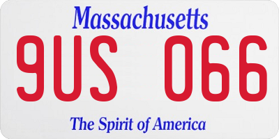 MA license plate 9US066