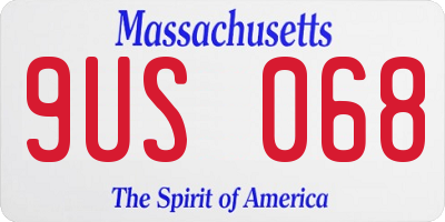 MA license plate 9US068