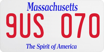 MA license plate 9US070