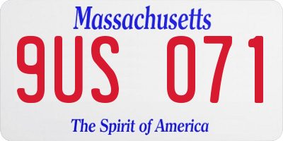 MA license plate 9US071
