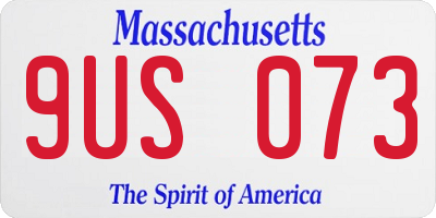 MA license plate 9US073