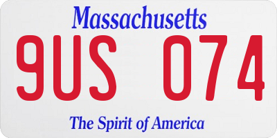MA license plate 9US074