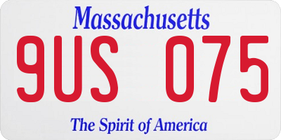 MA license plate 9US075