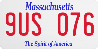 MA license plate 9US076