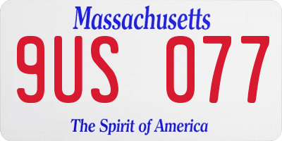 MA license plate 9US077
