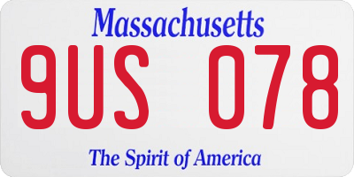 MA license plate 9US078