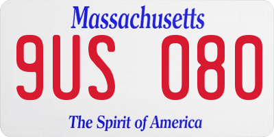 MA license plate 9US080