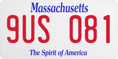 MA license plate 9US081
