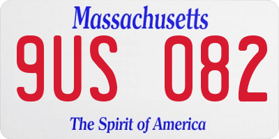 MA license plate 9US082