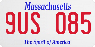 MA license plate 9US085