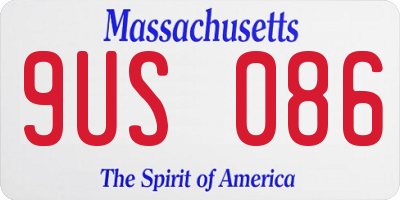 MA license plate 9US086