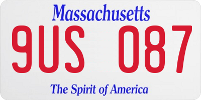 MA license plate 9US087