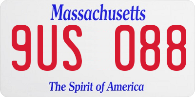 MA license plate 9US088