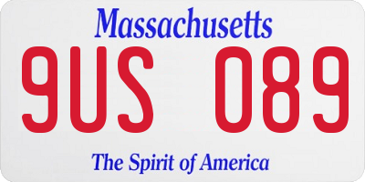 MA license plate 9US089